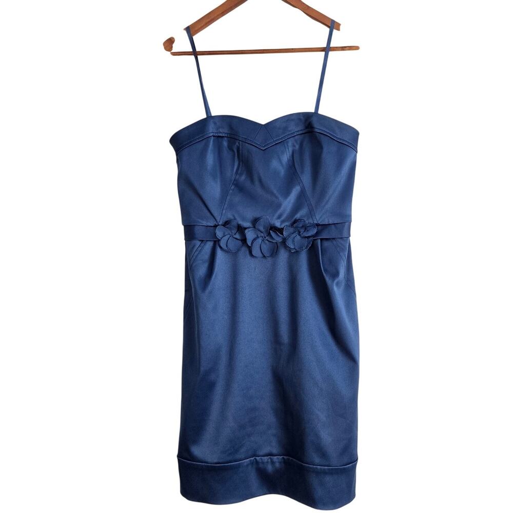 Vintage Inspired BCBG Paris Blue Satin Cocktail Dress Y2K Homecoming/Prom Size 2